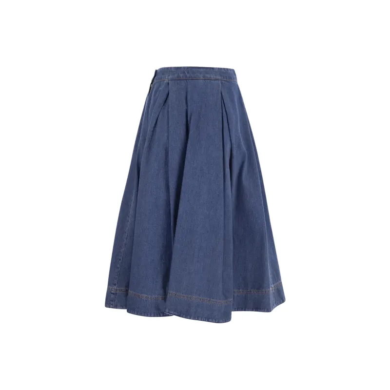 WEEKEND MaxMara Denim Long Skirt Women's Blue-1