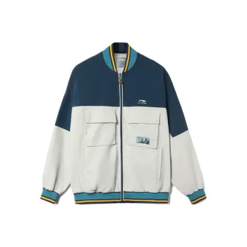 LiNing Sports Trend Series Jacket Fall Unisex Deep Water Duck Blue Antarctic Gray Multicolor