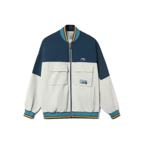 LiNing Sports Trend Series Jacket Fall Unisex Deep Water Duck Blue Antarctic Gray Multicolor
