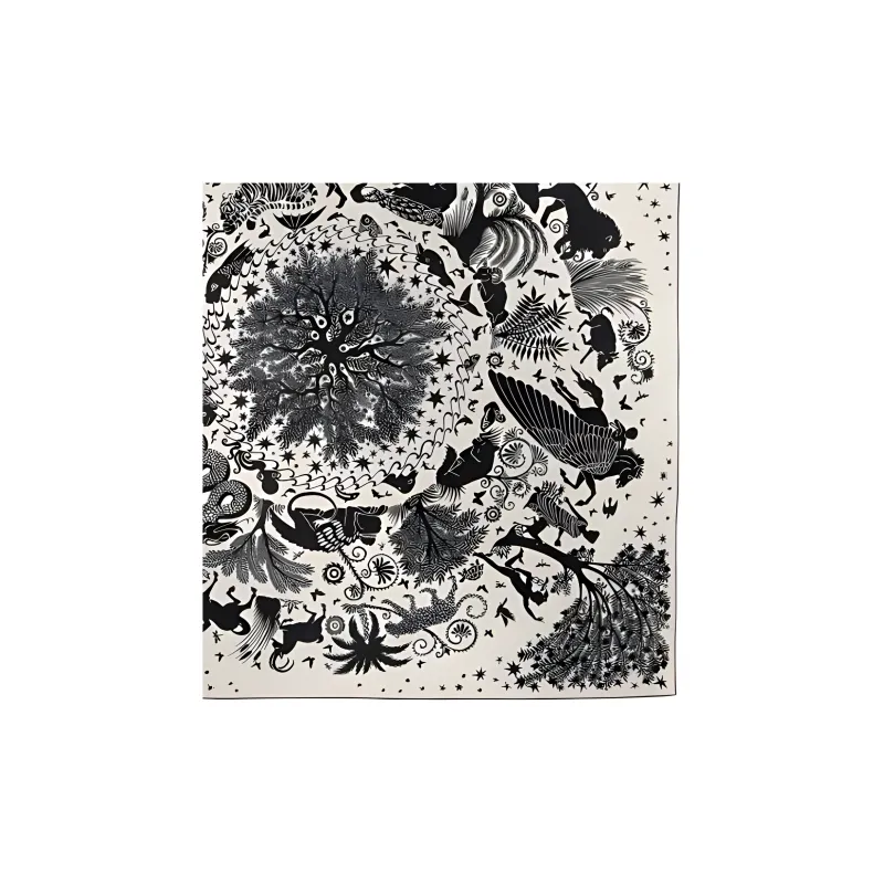 HERMES Cashmere Silk Shawls Women's White-2