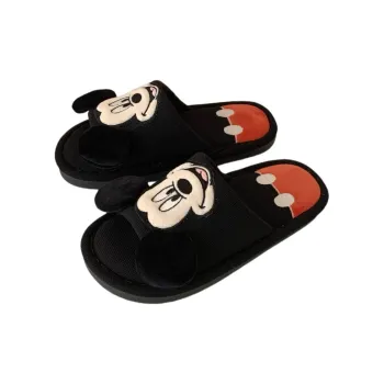 Thin Strips x Disney Cotton Linen Blend Slippers Unisex, Black