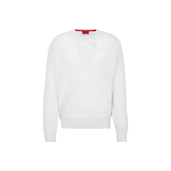 HUGO BOSS RELAXED-FIT SWEATER WITH KNITTED STRUCTURE AND CREW Sweater Men's White