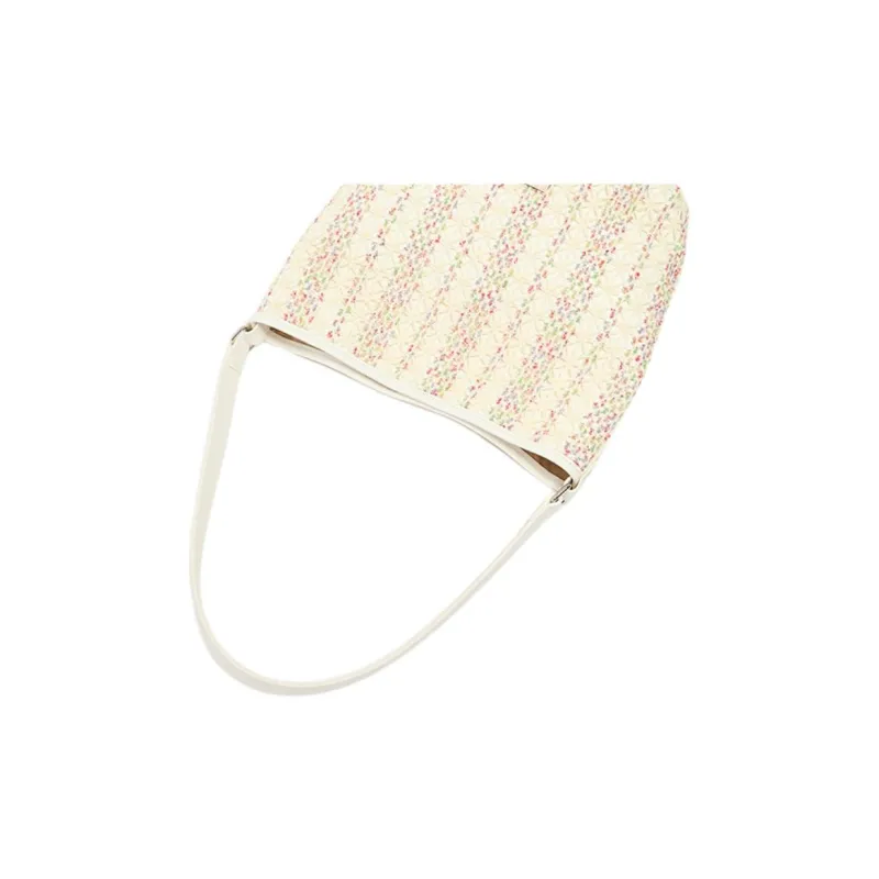 Three Blessings PU Bucket Bag, Shoulder Bag Medium Size Women's Ivory White-3