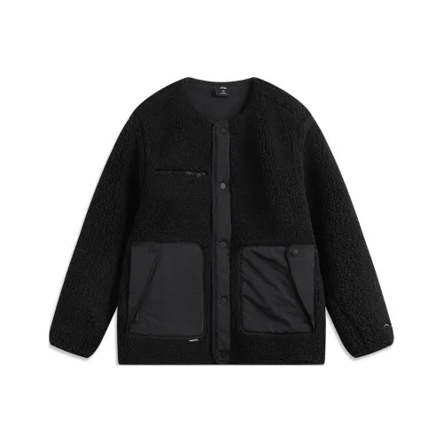 LiNing Crew Neck Single Breasted Warm Long Sleeved Knitwear Men's Black
