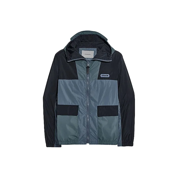 COACH Jackets Men Blue Gray-0