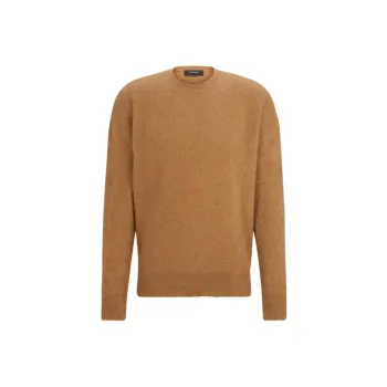 HUGO BOSS Relaxed-Fit Sweater In Cashmere And Silk Sweater Men's Khaki