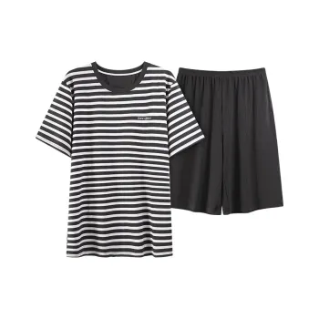 Close fitting Areas Pajama Set Men's Black