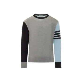 THOM BROWNE Contrast-Panelled Crewneck Jumper