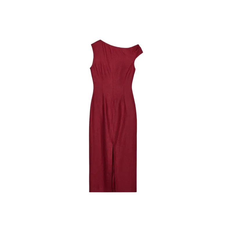 ZARA Sleeveless Dress Women's Dark Red-1