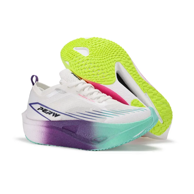 PERW Low Top Genuine Carbon Plate Running Shoes Unisex Mismatched Color Rainbow After The Rain-6