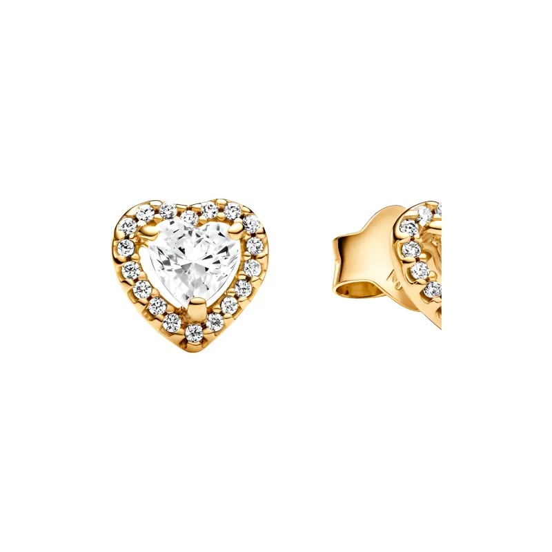 Pandora Gold Plated, Copper Silver Alloy, Synthetic Cubic Zirconia Stud Earrings Unisex Gold-2