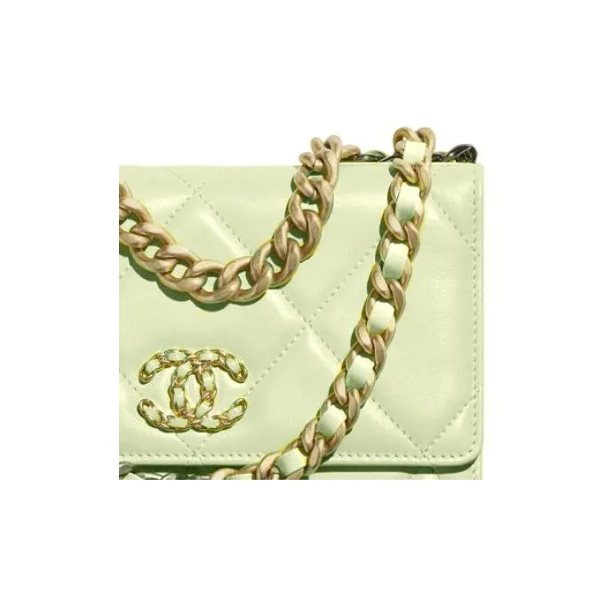 CHANEL 19BagWOC Sheepskin Shoulder Bag, Crossbody Bag Women's Avocado Green-1