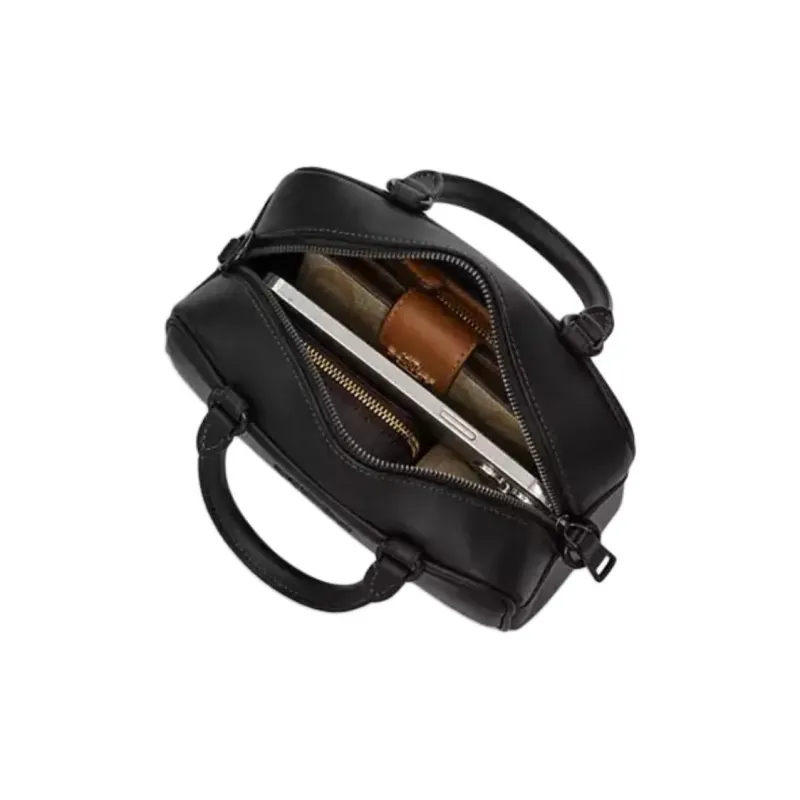 COACH SATCHEL Straw With Leather One Shoulder Handbag Trumpets Women's Brown & Black-3