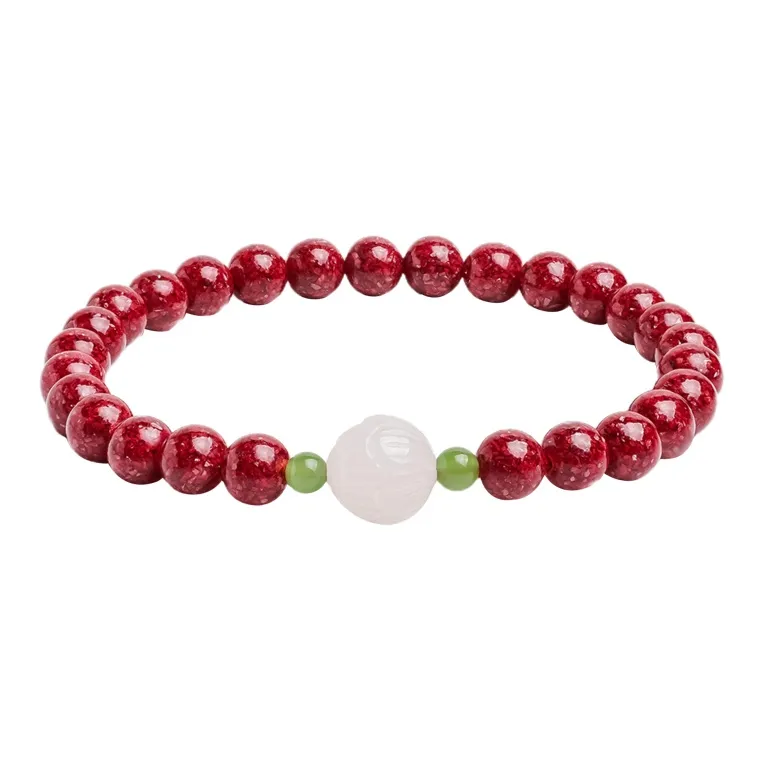 With The Heart Of The Jade Reconstructed Cinnabar Bracelets Women's-0