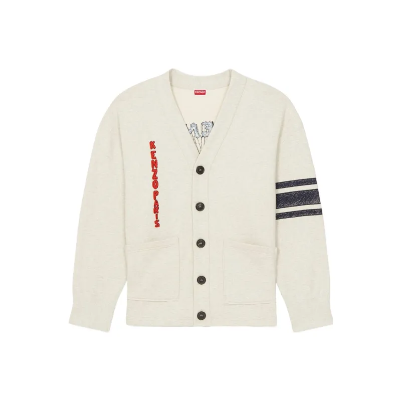 KENZO Drawn Varsity Oversized Knit Cardigan-0