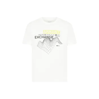ARMANI EXCHANGE Letter Logo Print Crew Neck Short Sleeved T Shirt T Shirt Men's White