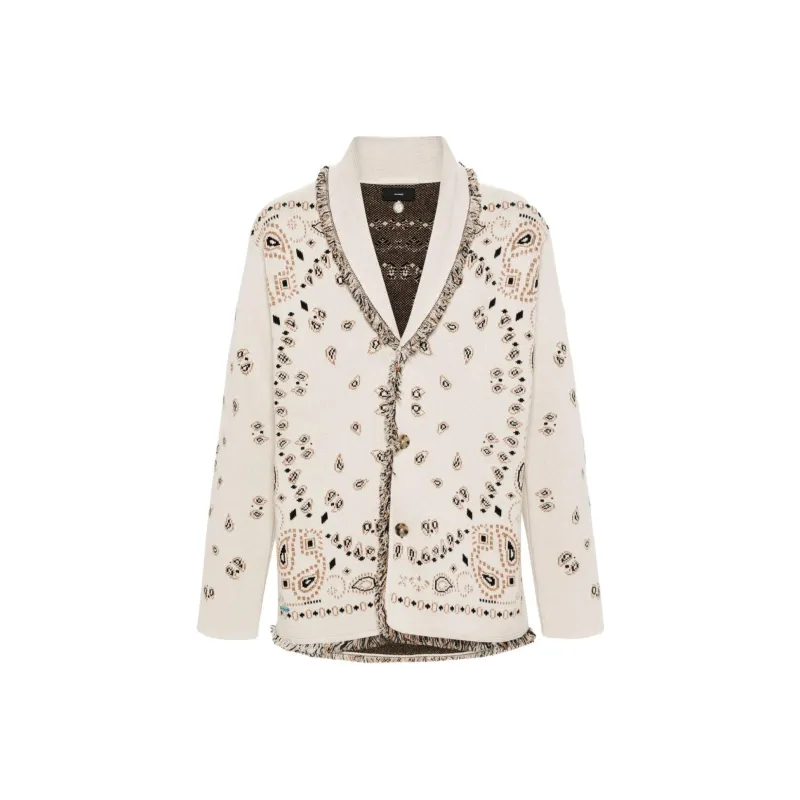 Alanui Bandana jacquard Frayed edge Cardigan-0