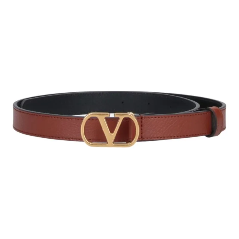 Valentino Calfskin, Metal Leather Belts Women's Brown -0