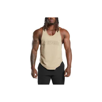 GYMSHARK Tank Tops Men Beige