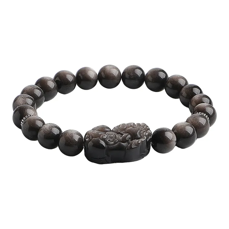 With The Heart Of The Jade Obsidian Bracelets Unisex-0