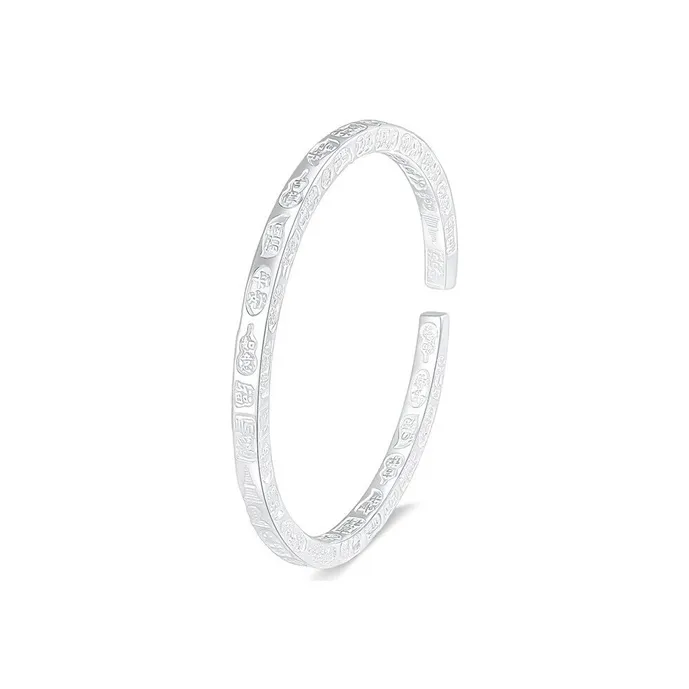 Old Qingyun Silver Building 999 Fine Silver Bangles Unisex-0