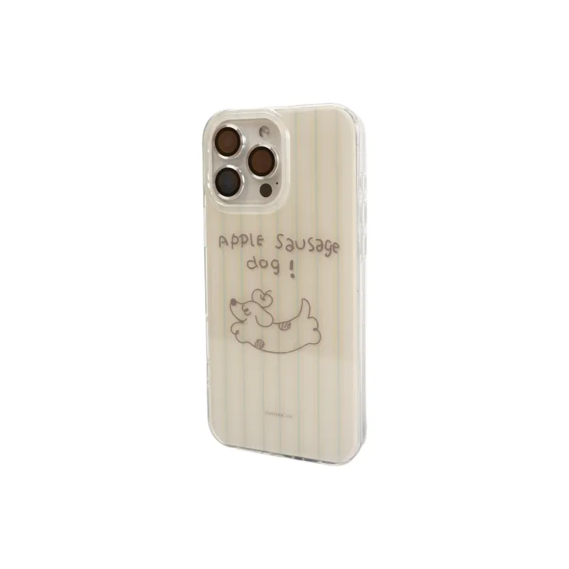 Wei Xin Acrylic Material Stripes Puppy Phone Cases Compatible With IPhone 16/15 Pro Max/Apple 13/14 Pro/Max-2