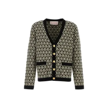 Valentino Toute La V Patterned Straight Hem Cardigan