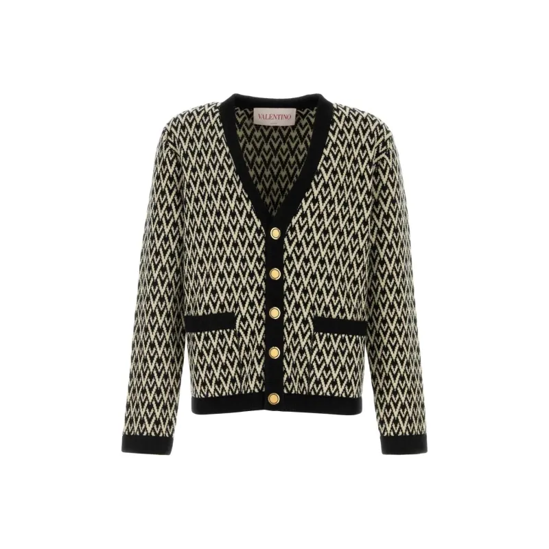 Valentino Toute La V Patterned Straight Hem Cardigan-0