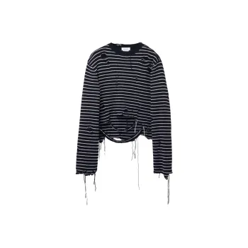 Alexander McQueen Striped Distressed Crewneck Jumper