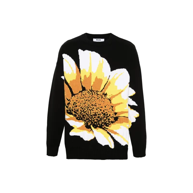 MSGM Floral Intarsia-knit Jumper-0