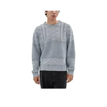 GUESS Originals Cable-Knit Crewneck Sweater Sweater Men's Gray
