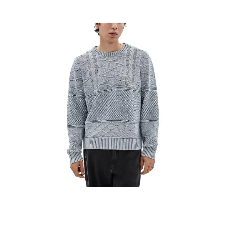 GUESS Originals Cable-Knit Crewneck Sweater Sweater Men's Gray-0