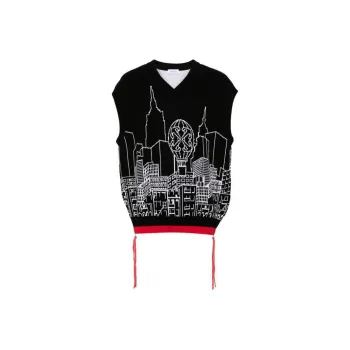 OFF-WHITE V-Neck Sleeveless Knitted Jumper