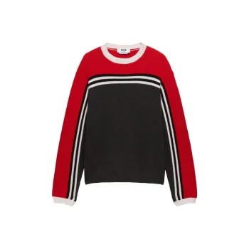 MSGM Colour Block Striped Crewneck Jumper
