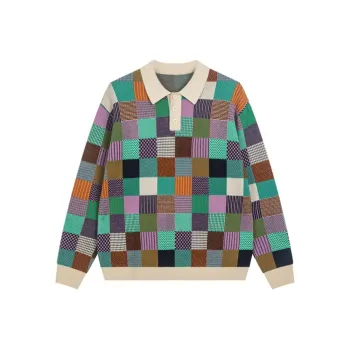 Bosieagender Sweaters Unisex Blue Green Plaid