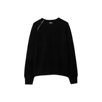 Burberry Zip Detailed Crewneck Knitted Jumper
