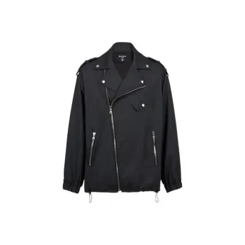 BALMAIN Quilted Faux Leather Biker Jacket