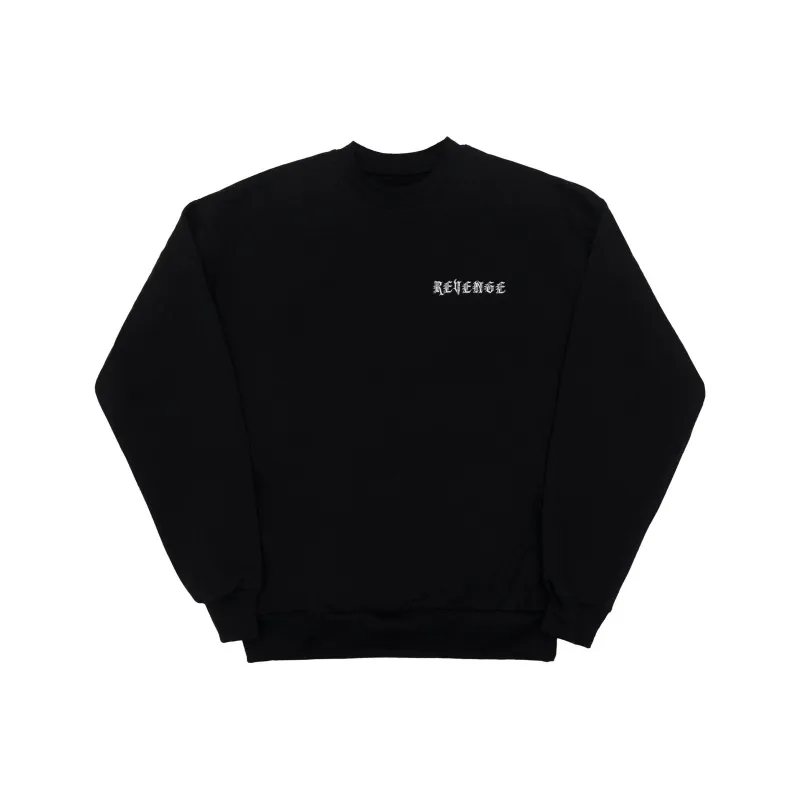 Revenge EMBROIDERED MAGDALEN BLACK CREWNECK Sweater Unisex Black-0