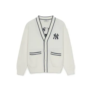 MLB New York YankeesVarsity BASIC BUTTON CARDIGAN Sweater Unisex Ivory White