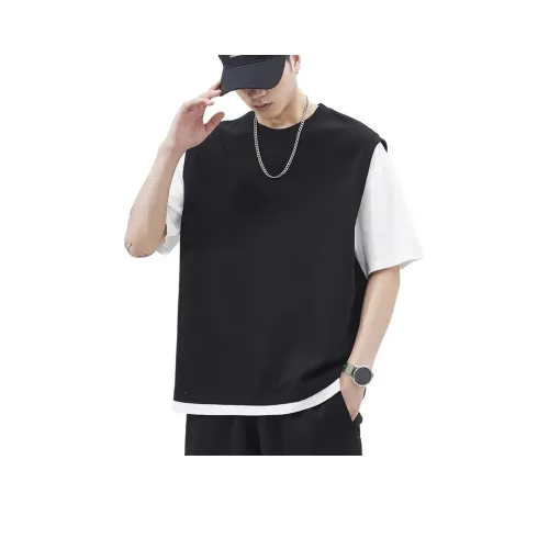 Chisportate T Shirt Unisex Black[Mock Two Piece]