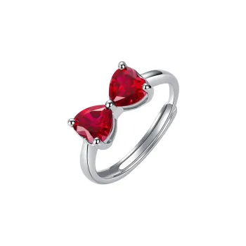 KOYOOME S925 Sterling Silver With Cultured Ruby Rings Unisex