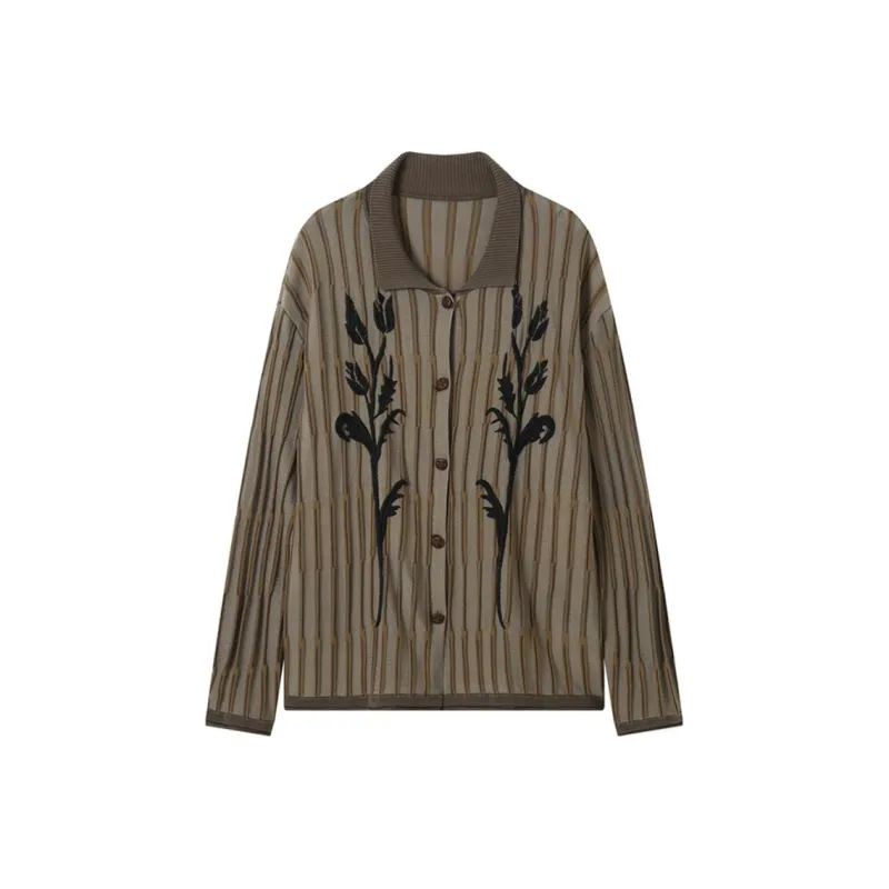 WULISHAONIAN Knitwear Unisex Brown Green-0