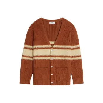 CELINE Long Cardigan In Striped Brushed Cotton