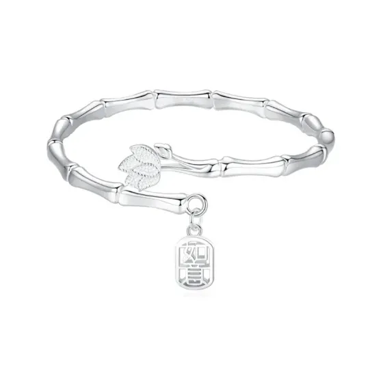 Old Qingyun Silver Building 999 Fine Silver Bangles Women's-0