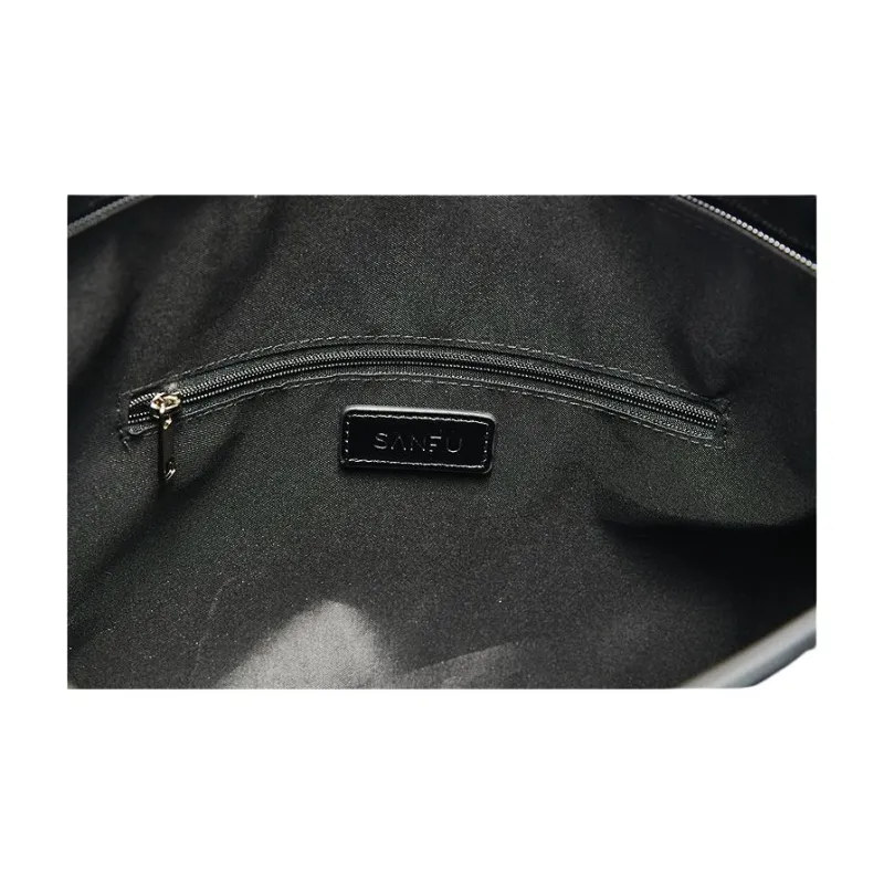 Three Blessings PU Tote Bag, Shopping Bag, Shoulder Bag Medium Size Women's Black-6