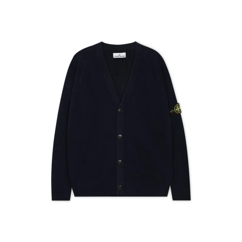 STONE ISLAND Compass Patch V Neck Knitted Cardigan-0