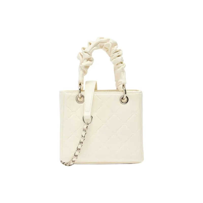 Three Blessings PU One Shoulder Handbag Medium Size Women's Beige-2