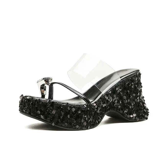 MCKP Slide Slippers Women's Black/Silver/Champagne-6