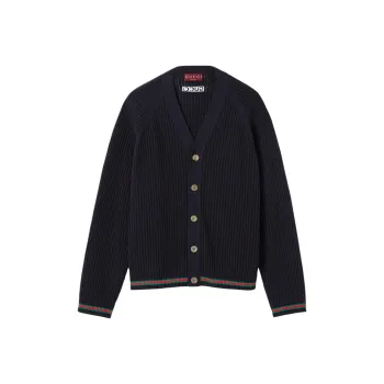 GUCCI Logo Embroidered Button Up Cardigan