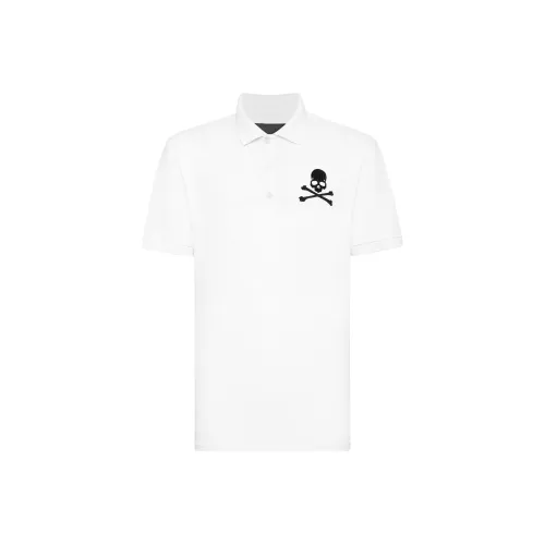 PHILIPP PLEIN Skull&Bones print Cotton Polo Shirt